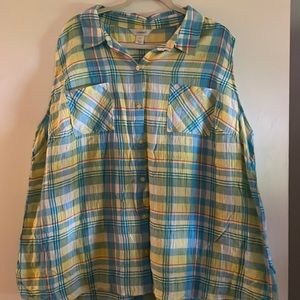 Multicolor plaid sleeveless button down blouse - CJ Banks 3x